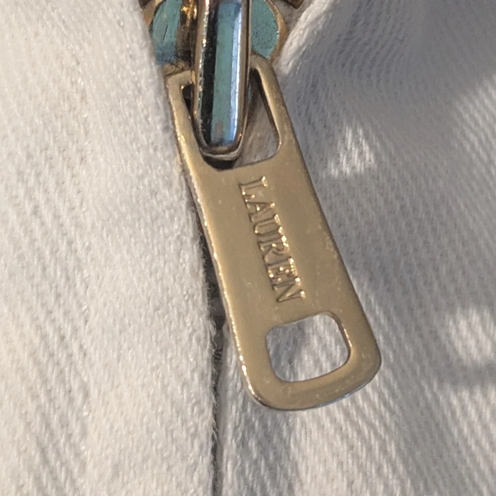 Ralph Lauren Zippered White Denim Jacket - Picture 7 of 8